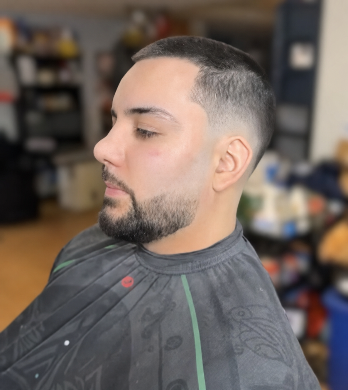 Clean skin fade with beard shaping by Almighty Cutz By Jesus.